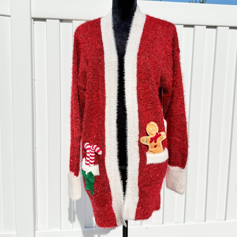 Festive Ugly Christmas Cardigan by United States Sweaters Women’s Small Red